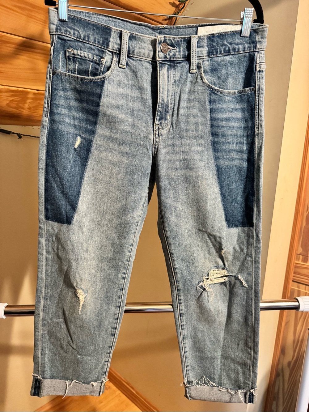 Treasure & Bond Light Blue Distressed Cropped Jeans